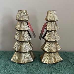 Made in India Festive Holiday Candle holders Gold Tone Christmas Tree NEW!